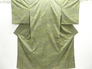 未使用品　雨縞模様織り出し手織り紬着物